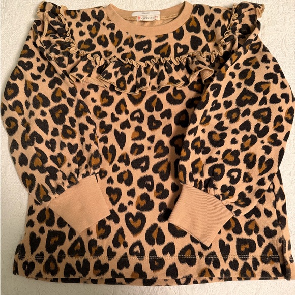 Set of 2 Crewcuts Girls Ruffle Sweatshirts Size 6-7 Cheetah & Polka-Dot - Picture 2 of 9